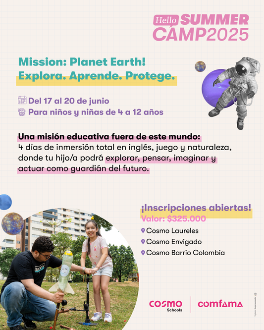SUMMER CAMP Cosmo 2025: Mission Planet Earth!  Para niños y niñas de cualquier colegio de 4 a 12 años